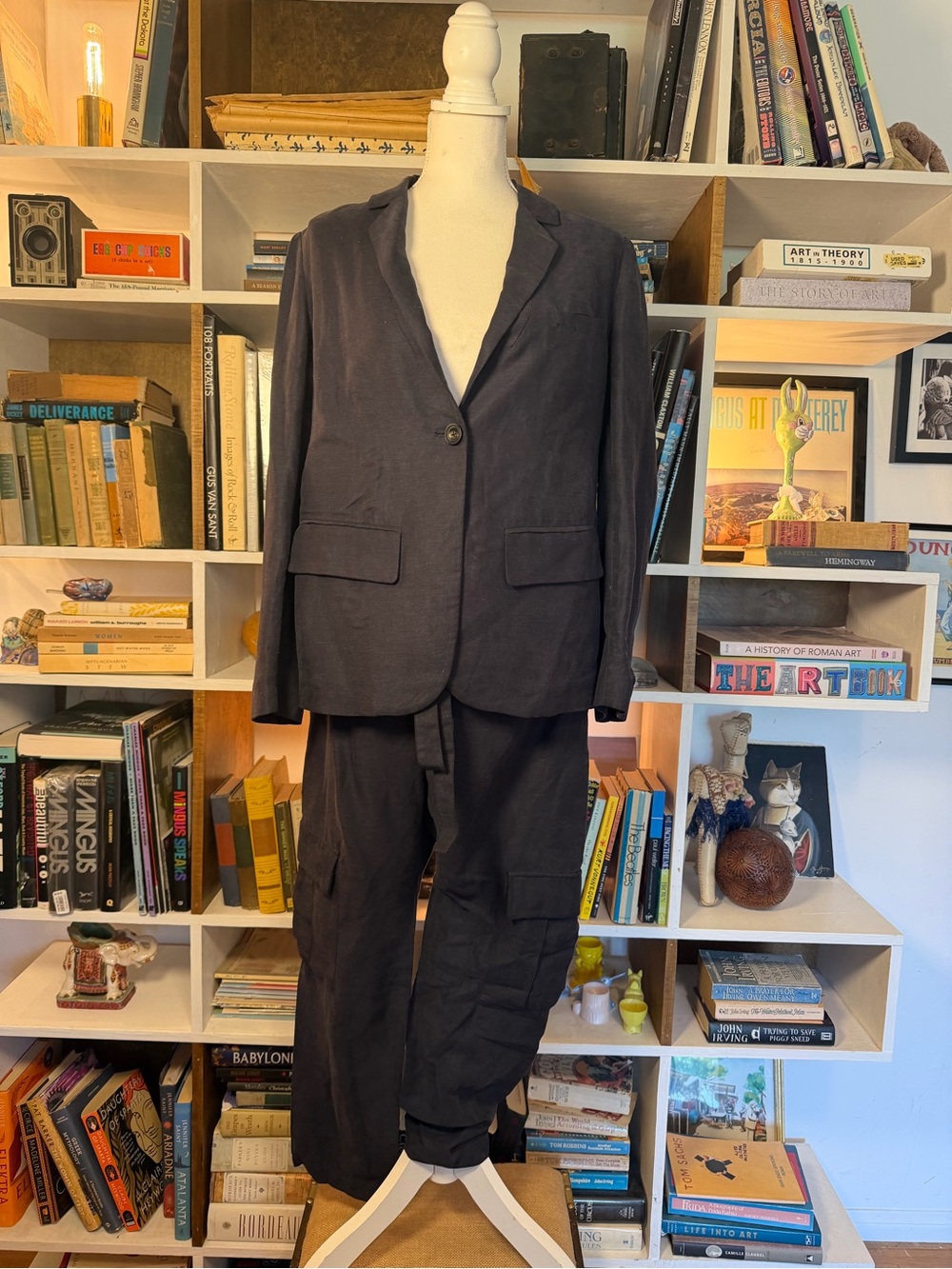 Ulla Johnson Navy Single-Button Blazer with Cargo Trousers
